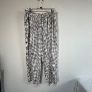 Eileen Fisher Womens Textured Crepe Grid Slouchy Cropped Pant Medium Black NWOT